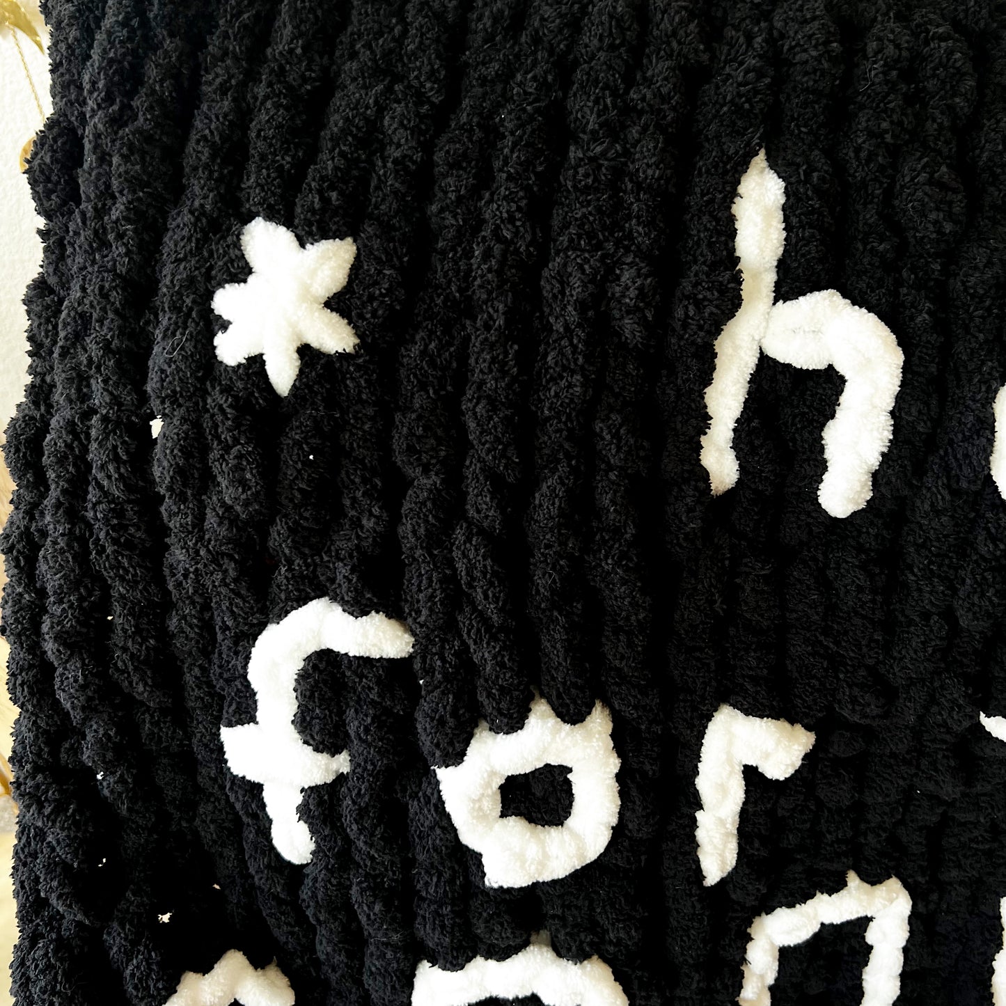 Here for the Books Ghost Chenille Chunky Knit Blanket