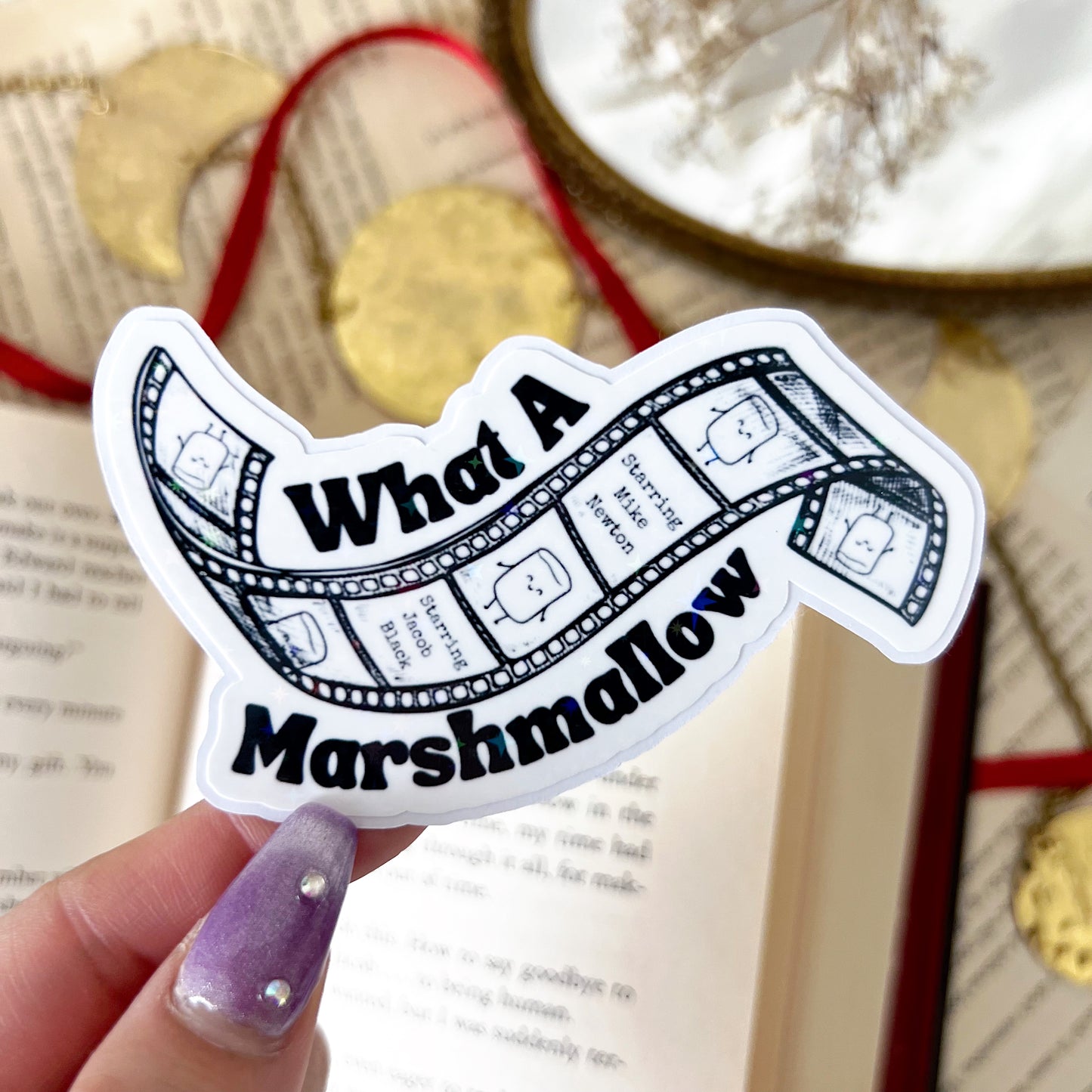 What a Marshmallow Holographic Vinyl Diecut Sticker