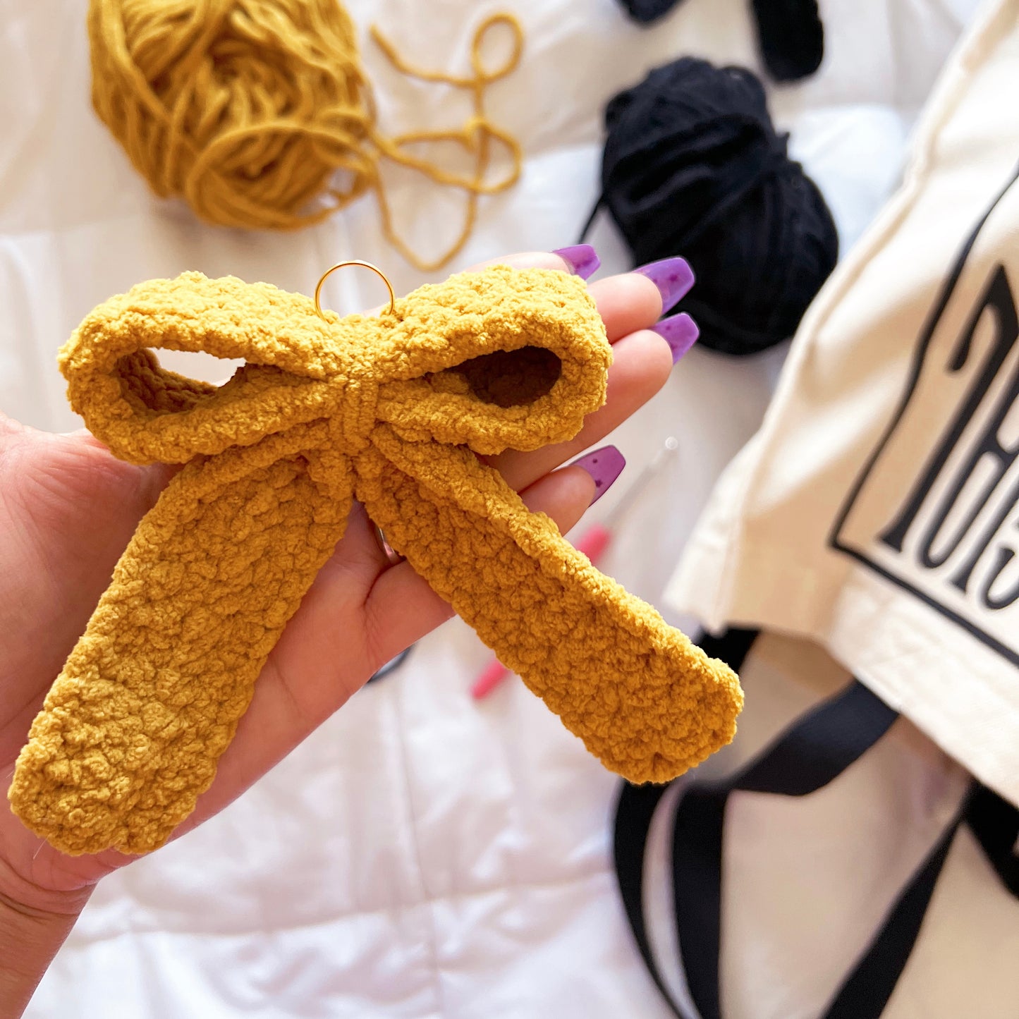 Crochet Bow Keychain