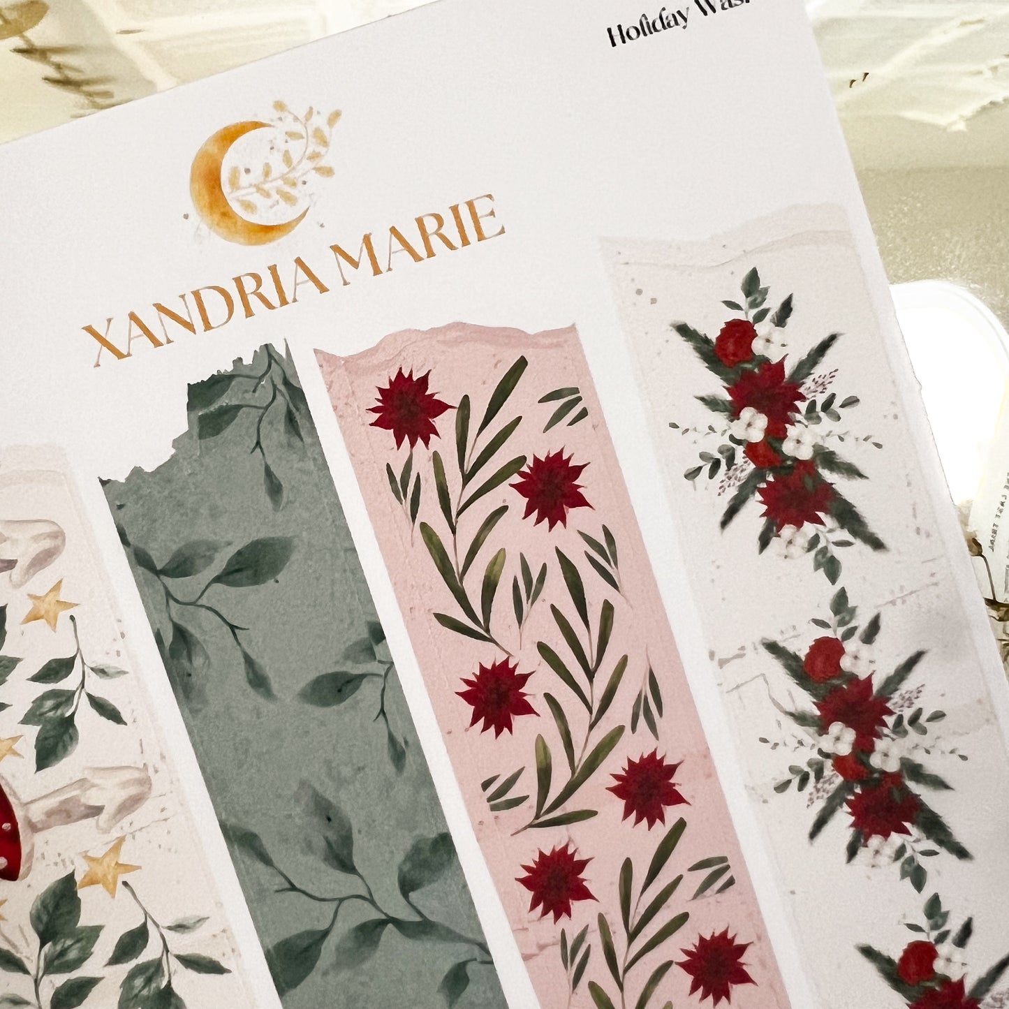 Holiday Washi Stickers, Christmas Stickers, Christmas Sticker Sheet
