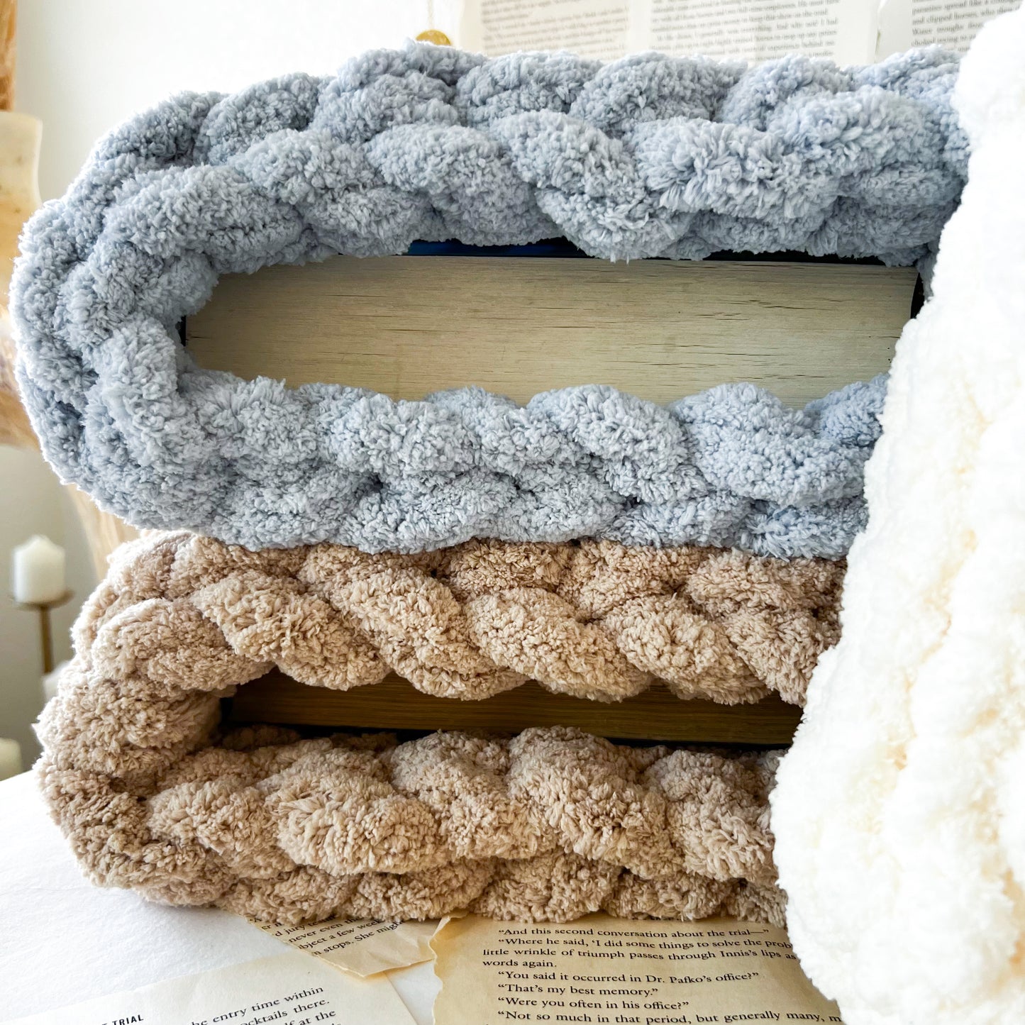 Dreamy Cloud Planner Pouch, Chenille Knit Book Sleeve