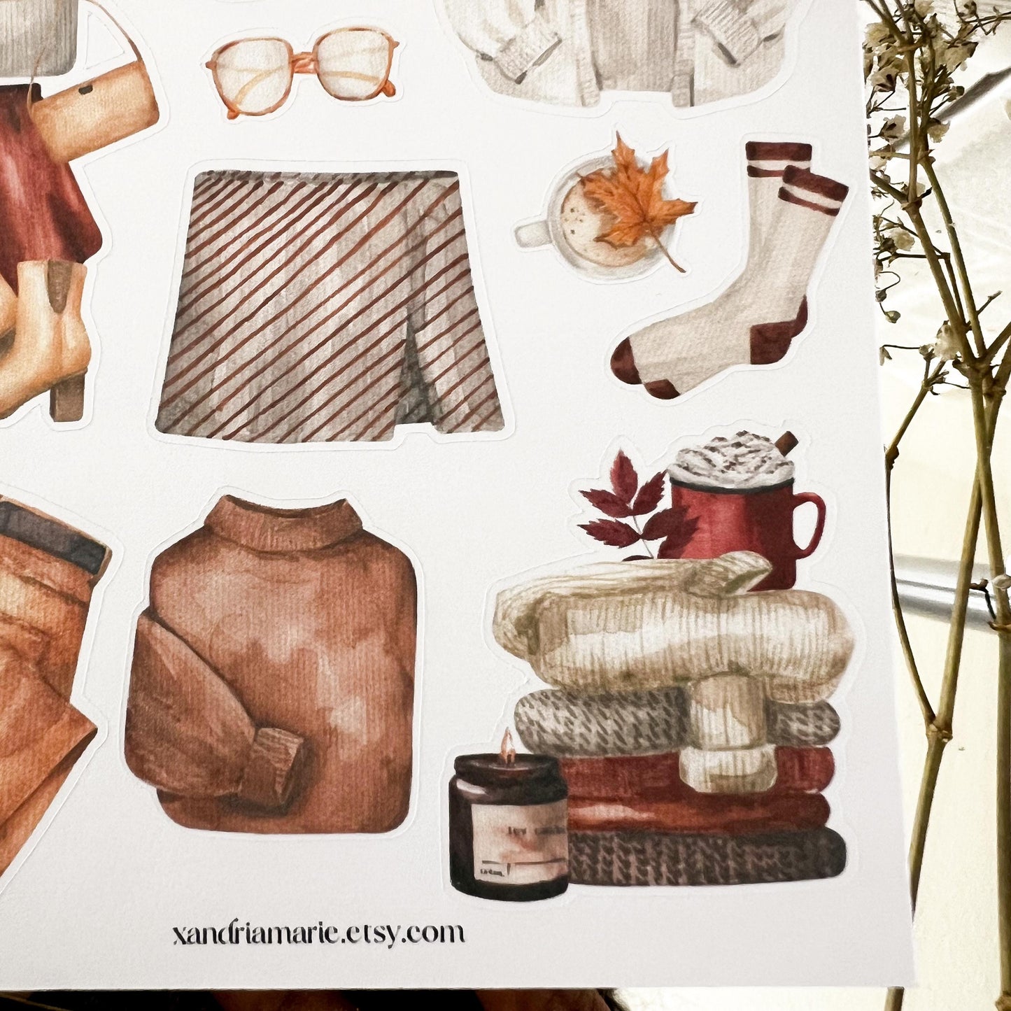 Fall Outfit Stickers, Sweater Weather Stickers, Fall Sticker Sheet