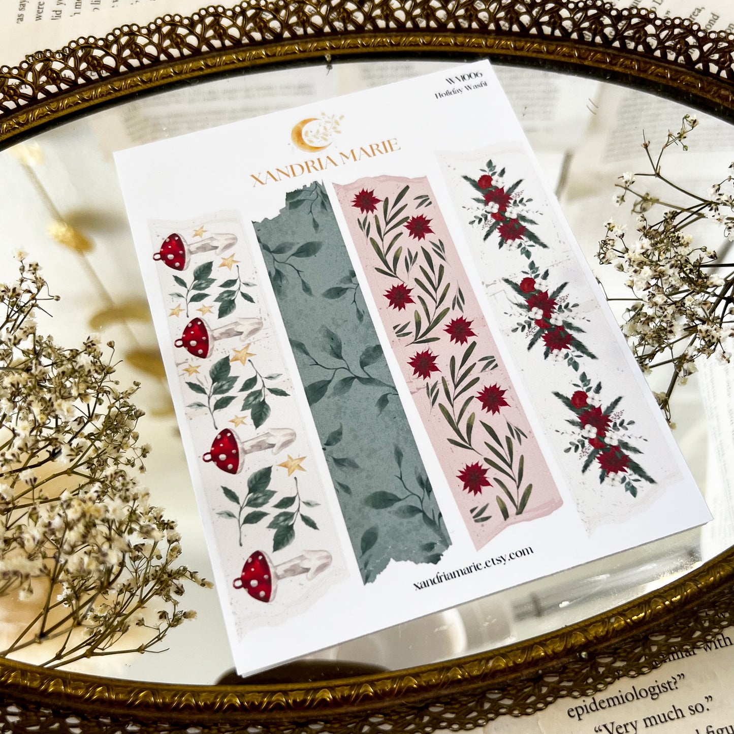 Holiday Washi Stickers, Christmas Stickers, Christmas Sticker Sheet