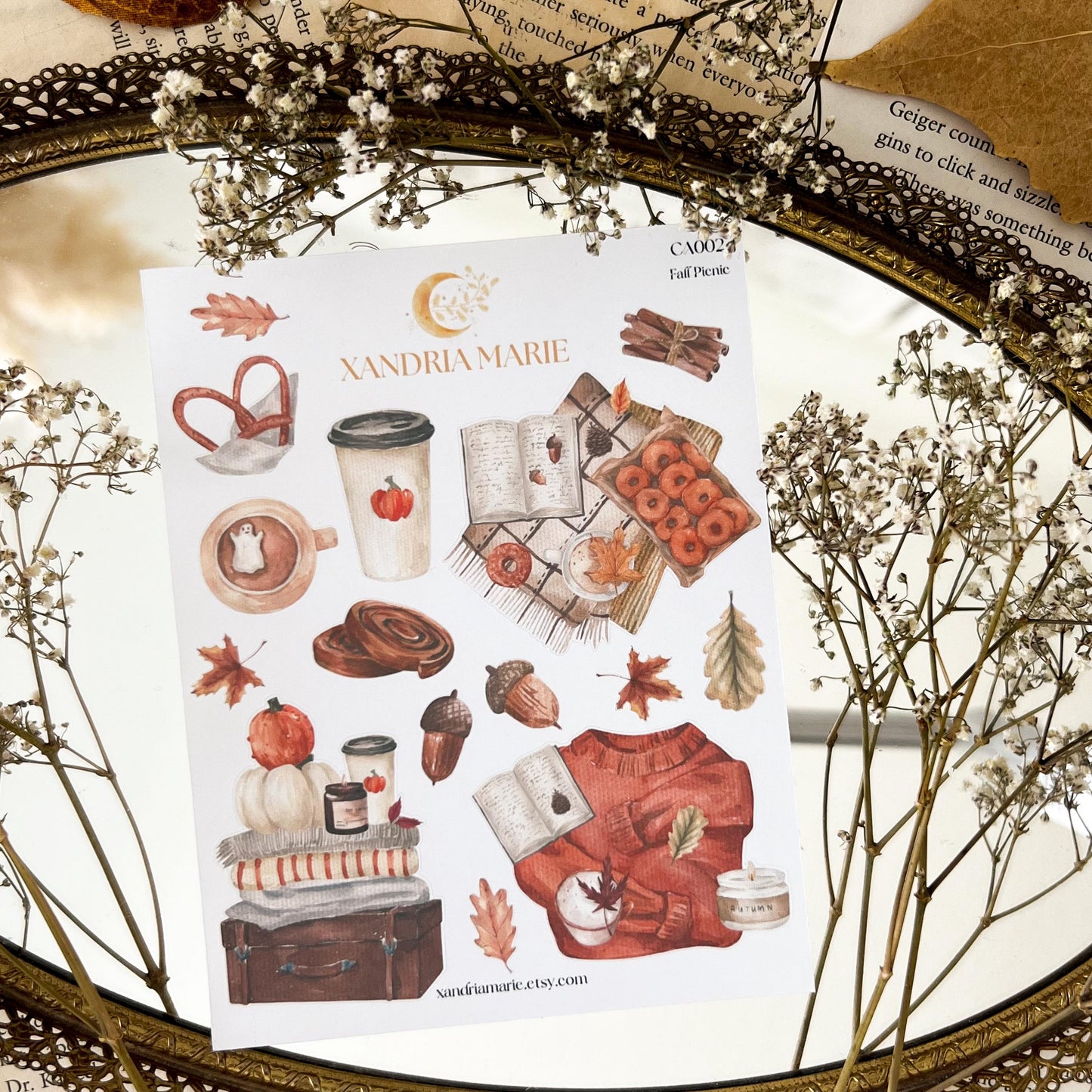 Fall Picnic Stickers, Fall Stickers, Sticker Sheet, Autumn Festivities Stickers