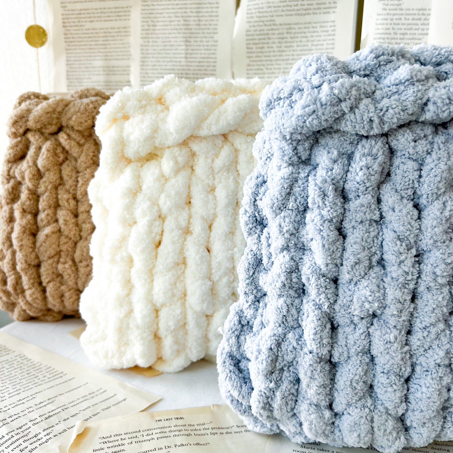 Dreamy Cloud Planner Pouch, Chenille Knit Book Sleeve