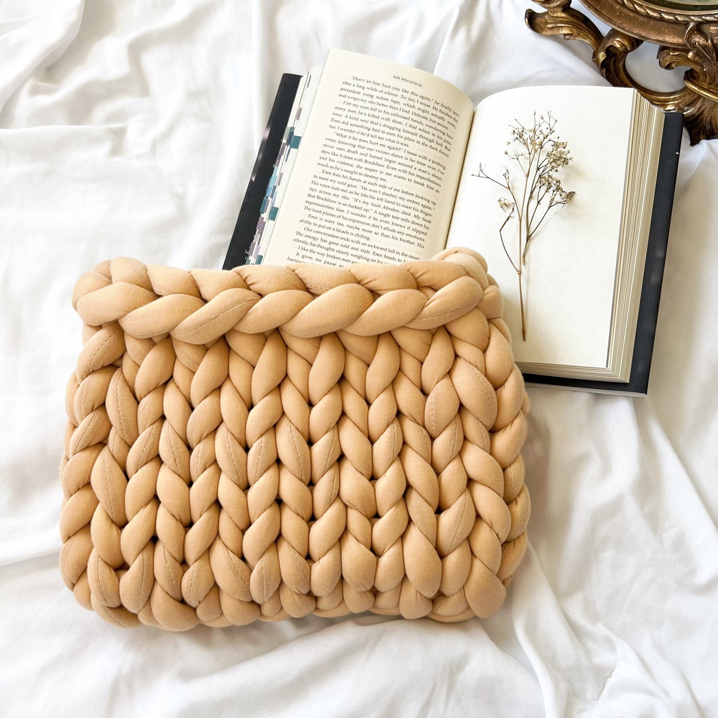 Chunky Knit Planner Pouch, Solid Chunky Knit Book Sleeve