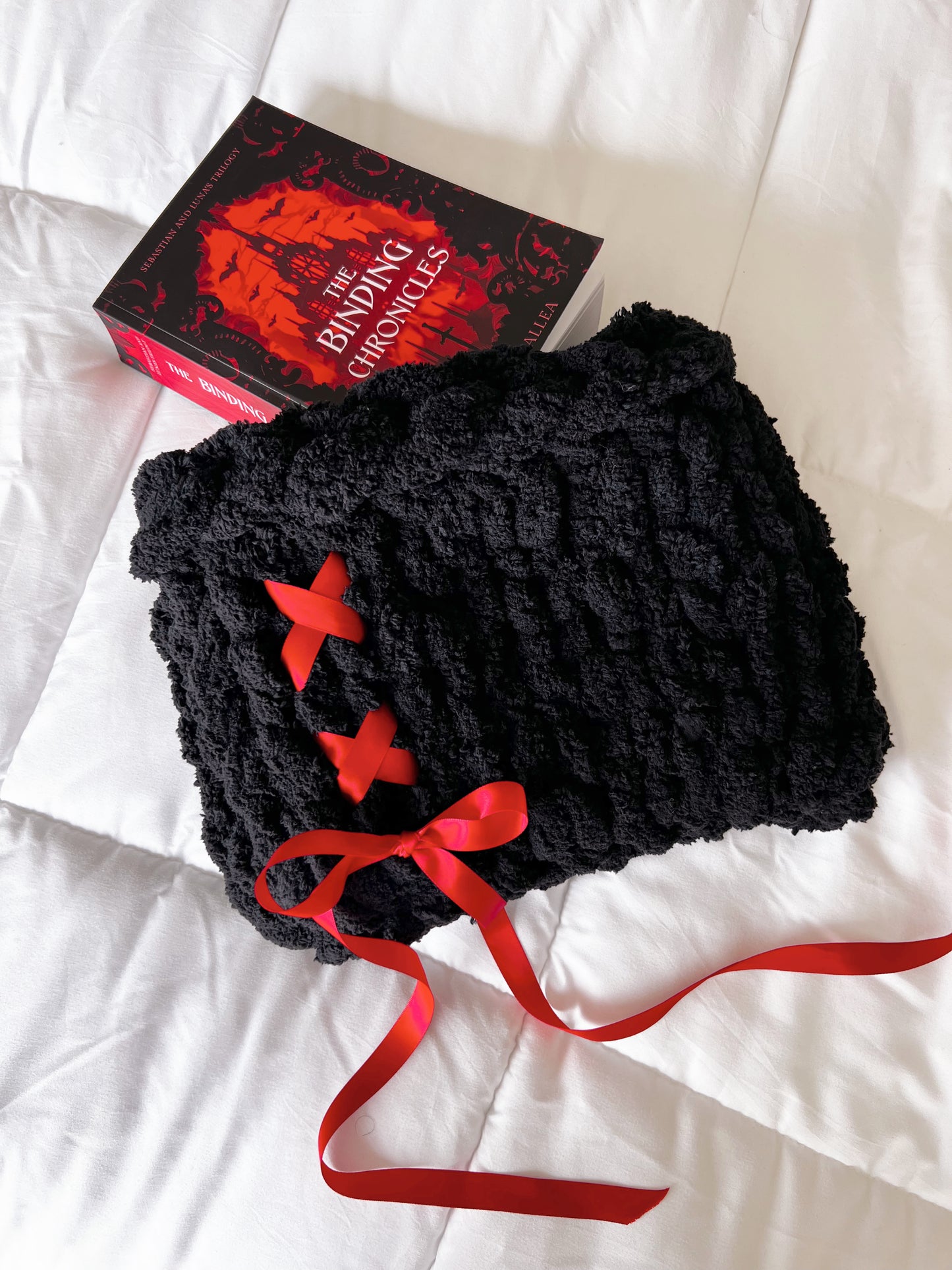 Dark Dreamy Cloud Planner Pouch, Chenille Knit Book Sleeve