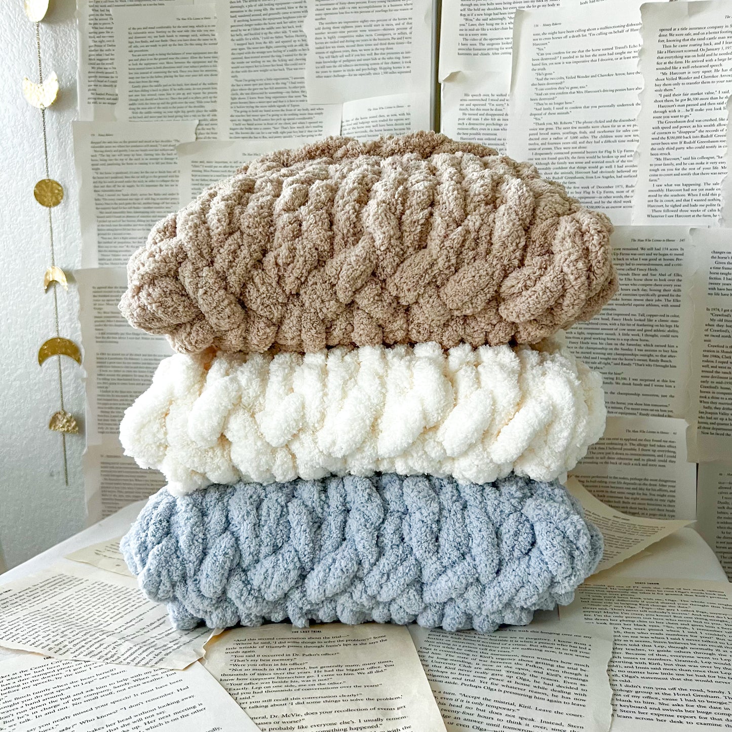 Dreamy Cloud Planner Pouch, Chenille Knit Book Sleeve