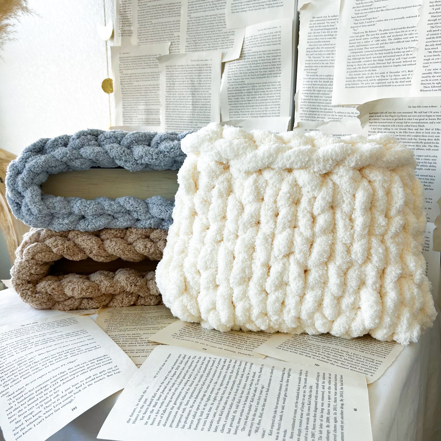 Dreamy Cloud Planner Pouch, Chenille Knit Book Sleeve