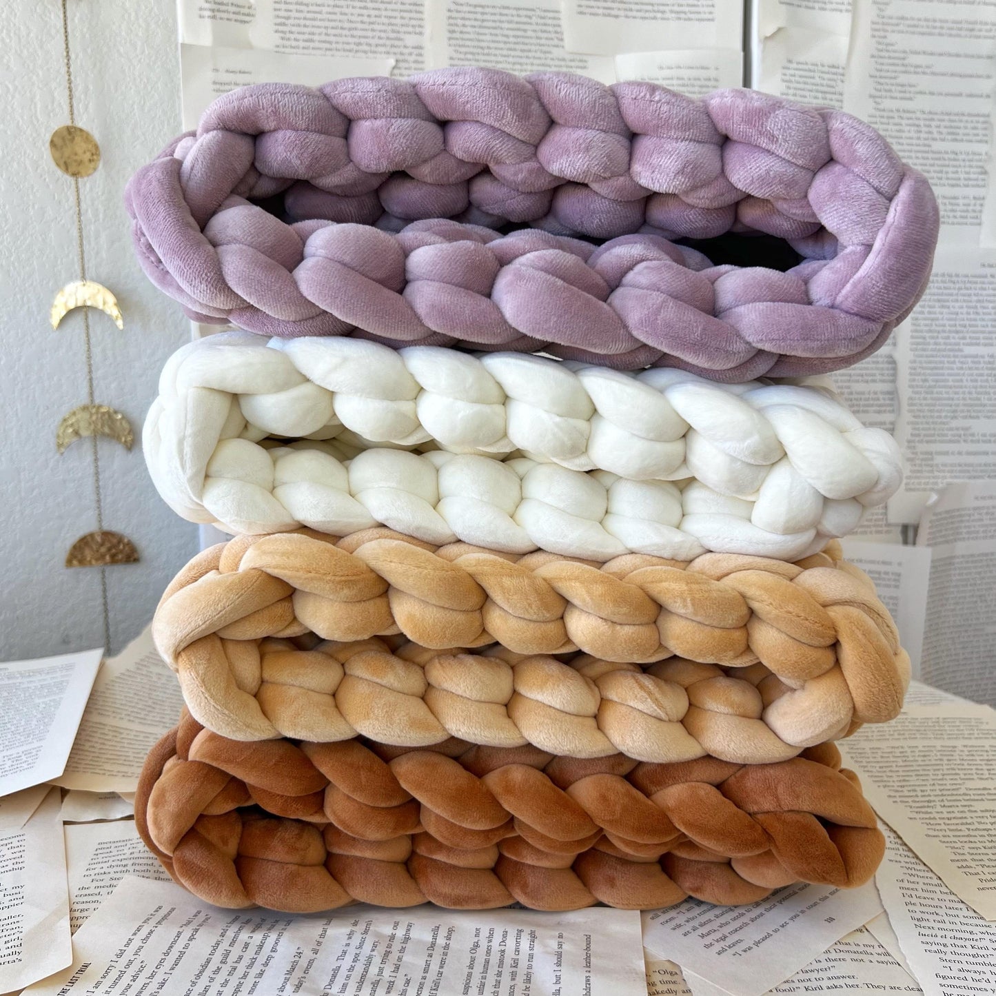 Chunky Knit Velvet Book Sleeve, Chunky Knit Planner Pouch
