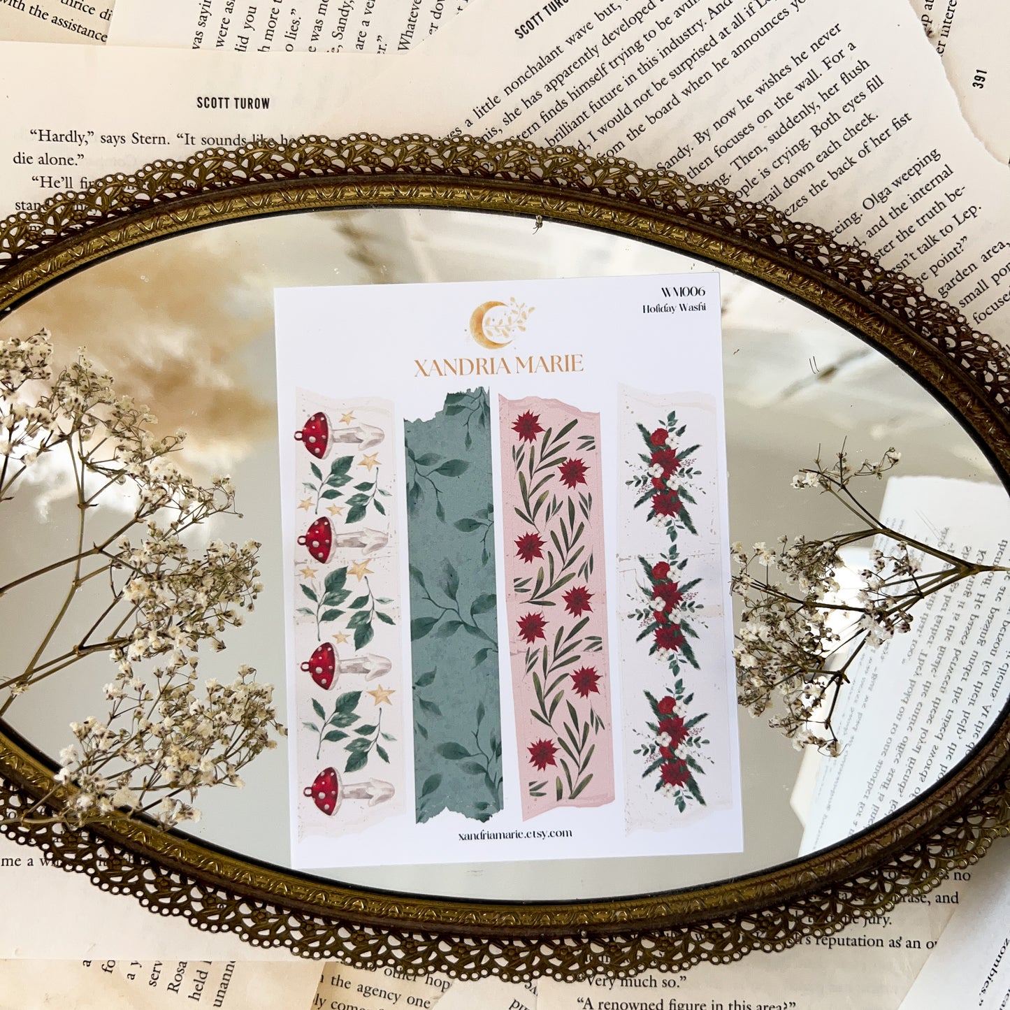 Holiday Washi Stickers, Christmas Stickers, Christmas Sticker Sheet