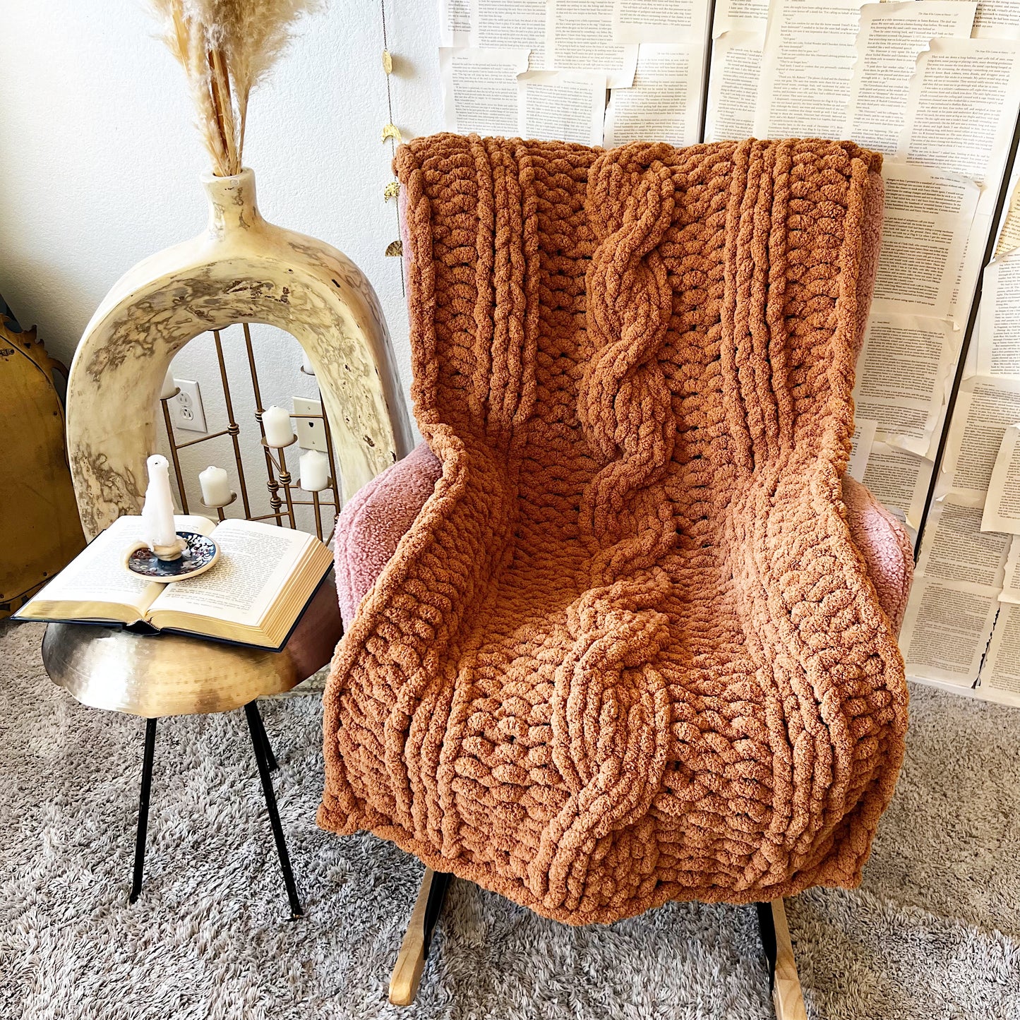 Cable Knit Chenille Chunky Knit Blanket
