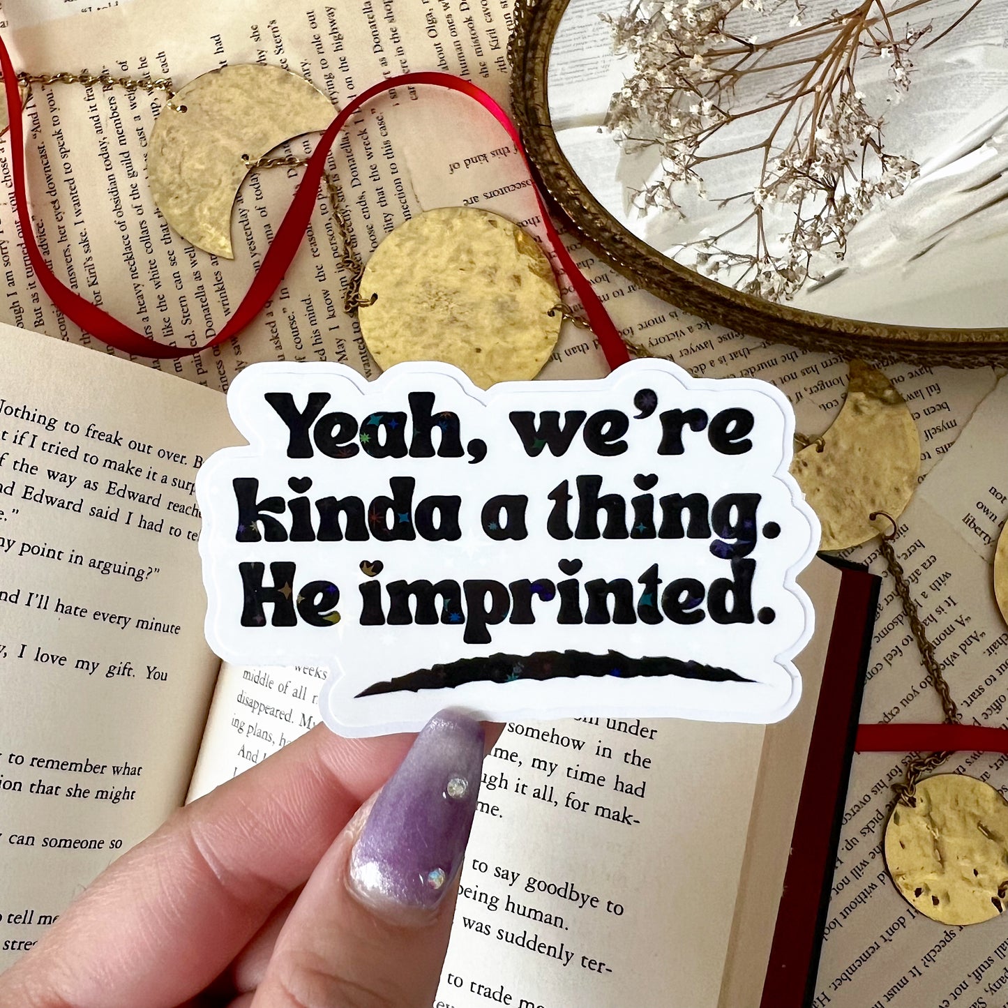 He Imprinted Holographic Vinyl Diecut Sticker