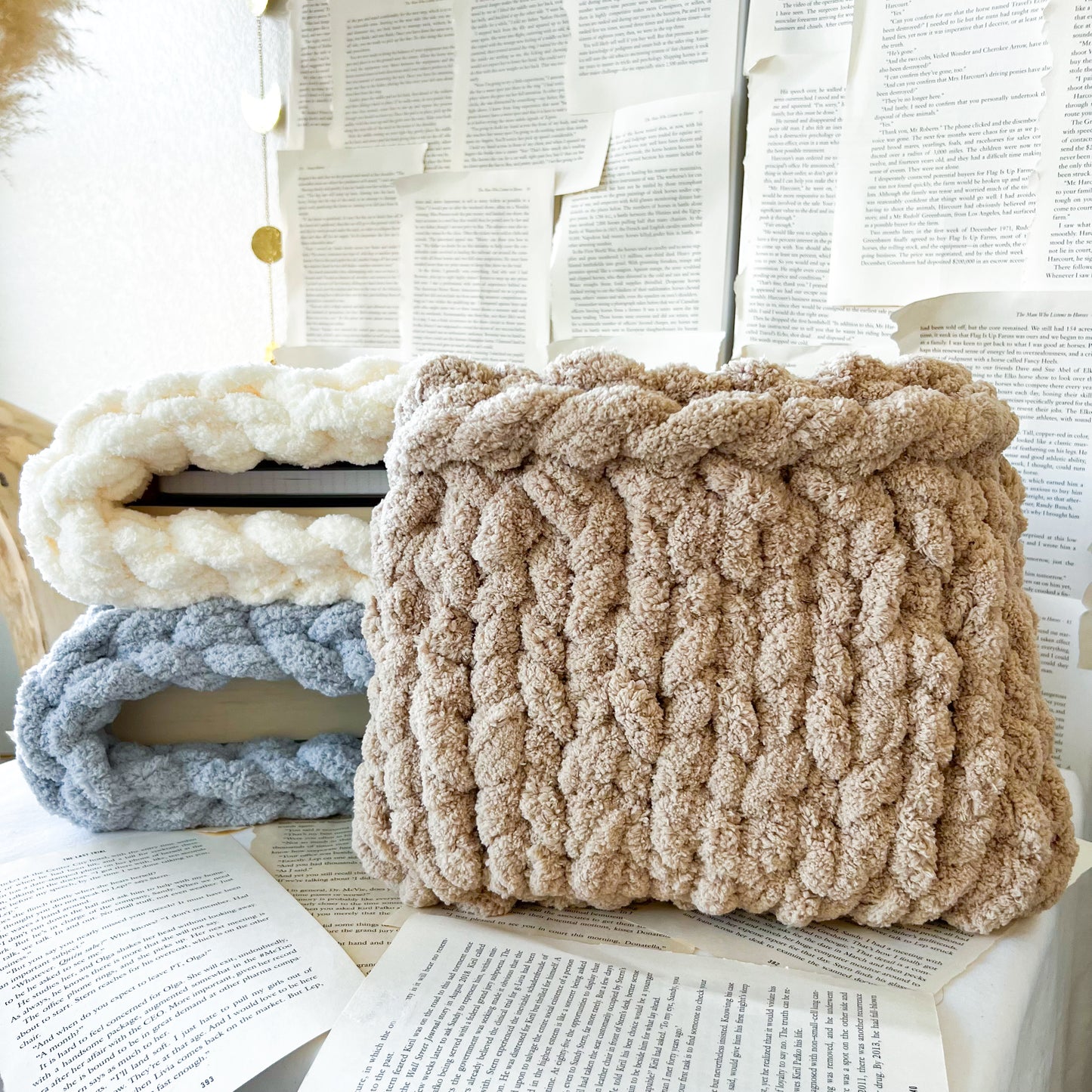 Dreamy Cloud Planner Pouch, Chenille Knit Book Sleeve