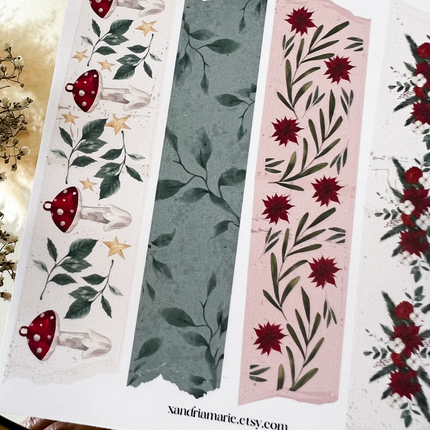 Holiday Washi Stickers, Christmas Stickers, Christmas Sticker Sheet