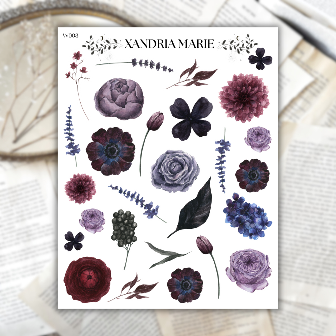 Dark Flowers Sticker Sheet