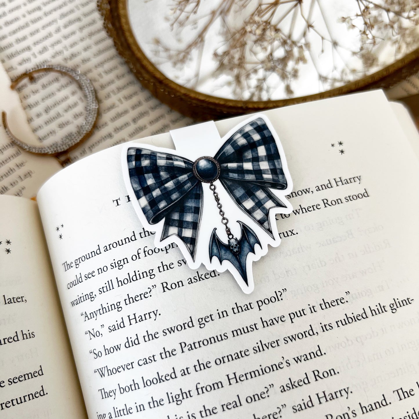 B&W Bat Bow Magnetic Bookmark