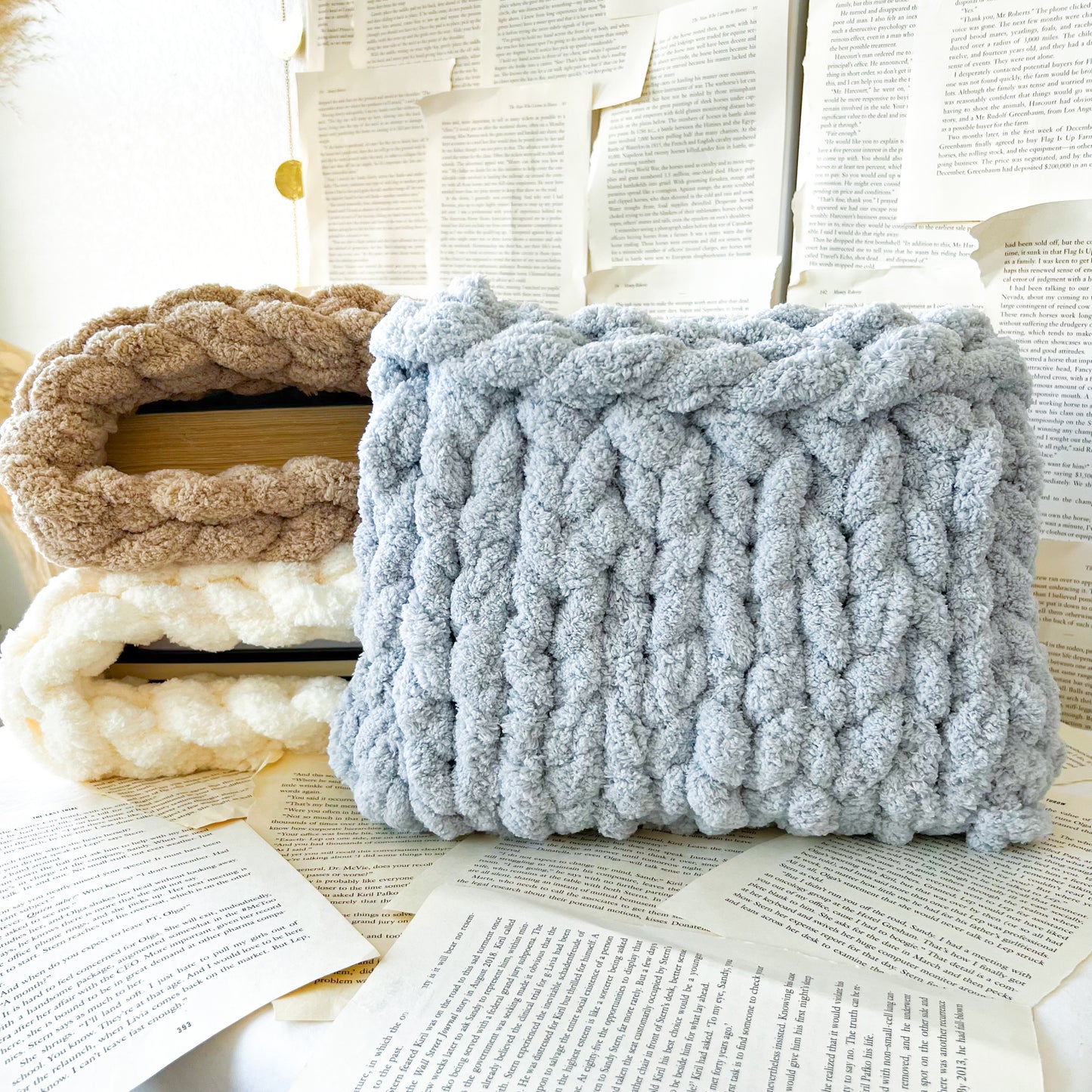 Dreamy Cloud Planner Pouch, Chenille Knit Book Sleeve