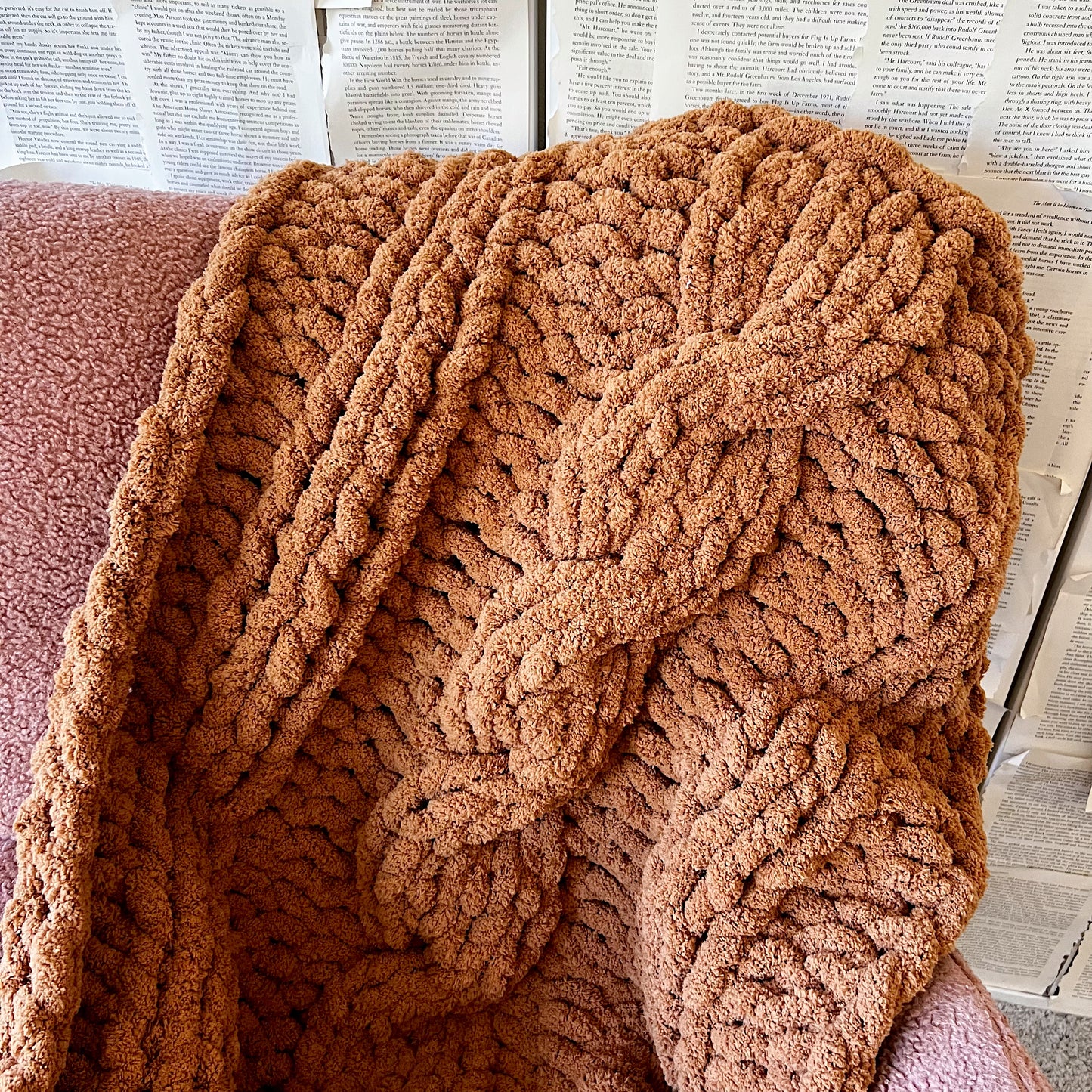 Cable Knit Chenille Chunky Knit Blanket