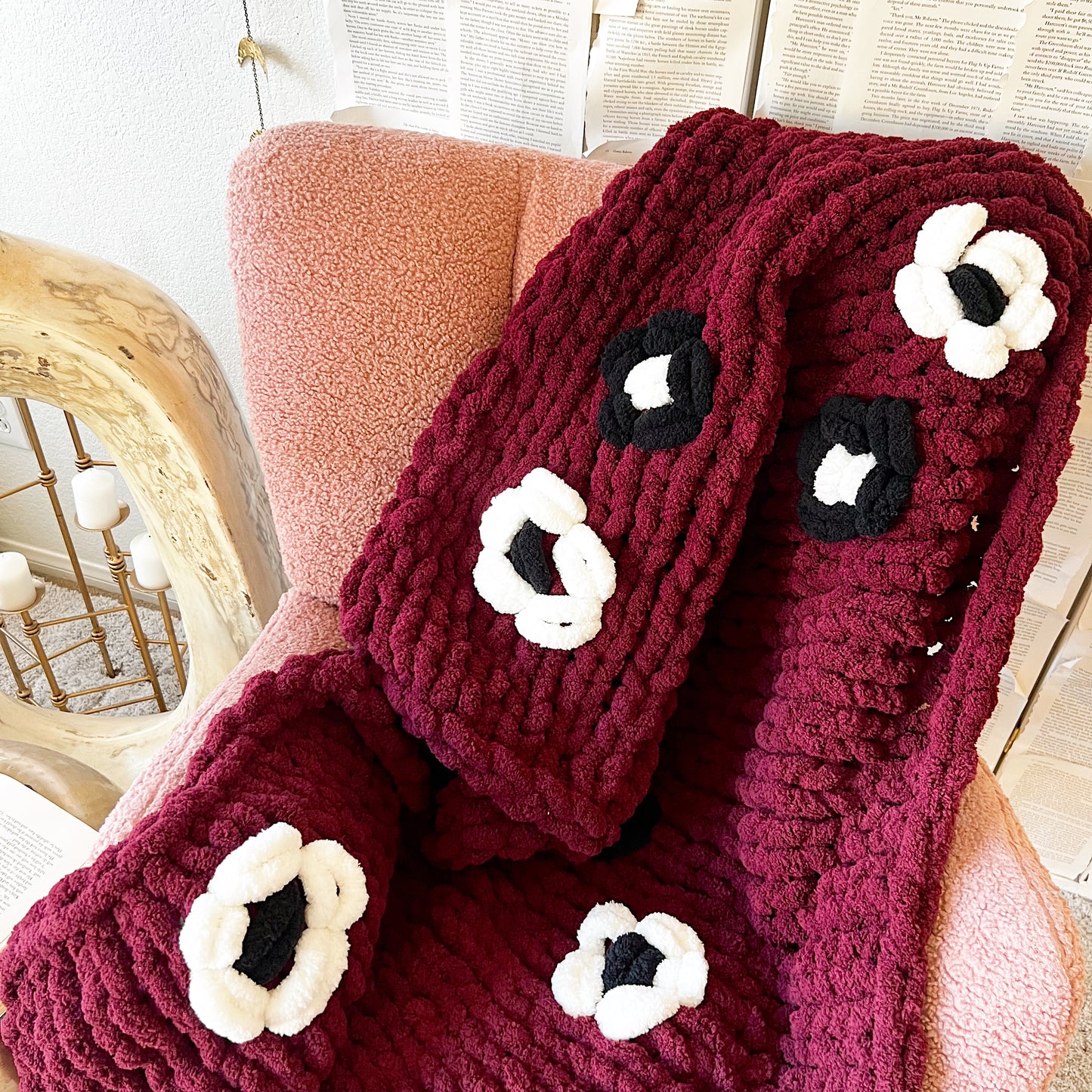 Flower Chenille Chunky Knit Blanket