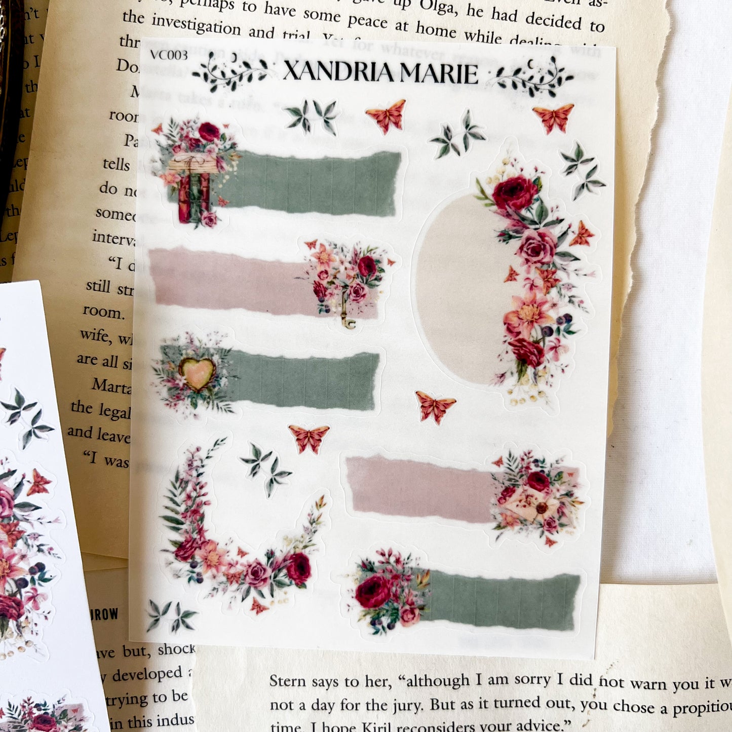 Floral & Butterfly Tabs Sticker Sheet