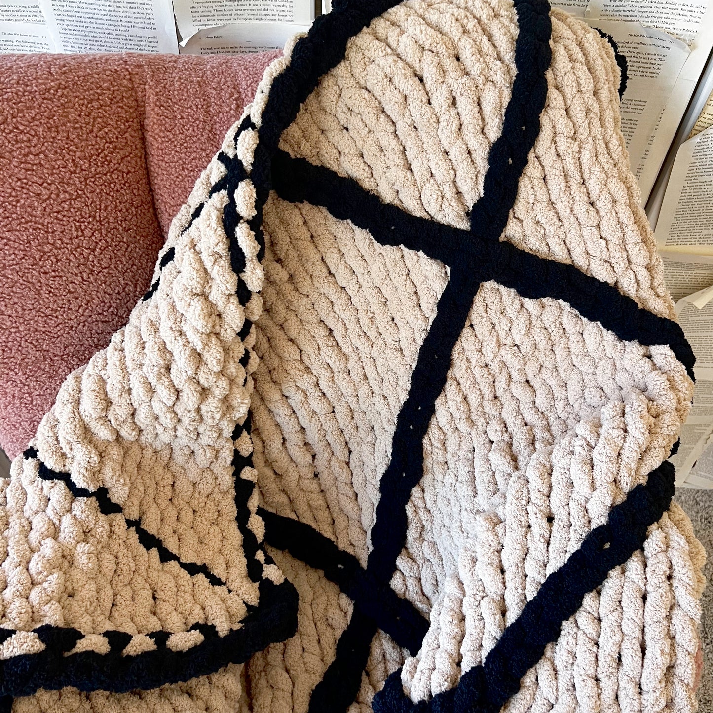 Diamond Stitched Chenille Chunky Knit Blanket