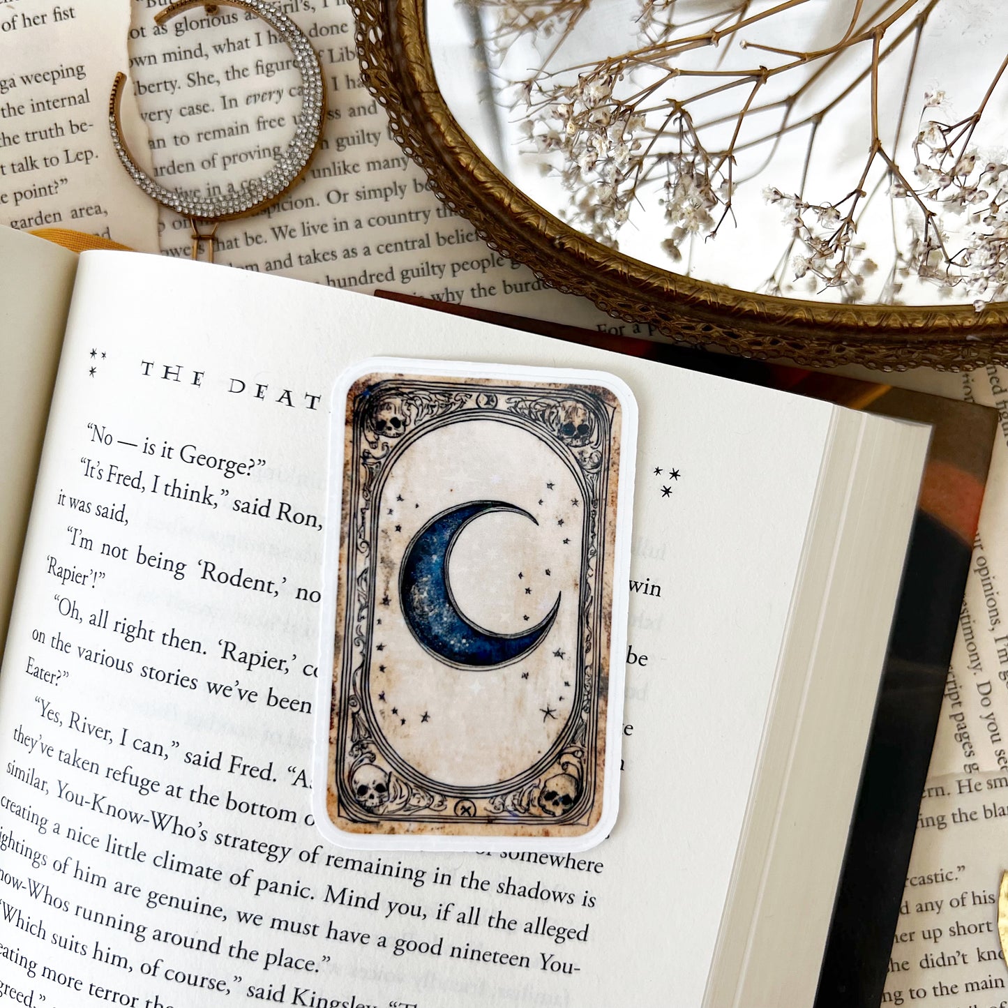 Moon Tarot Card Holographic Vinyl Diecut Sticker