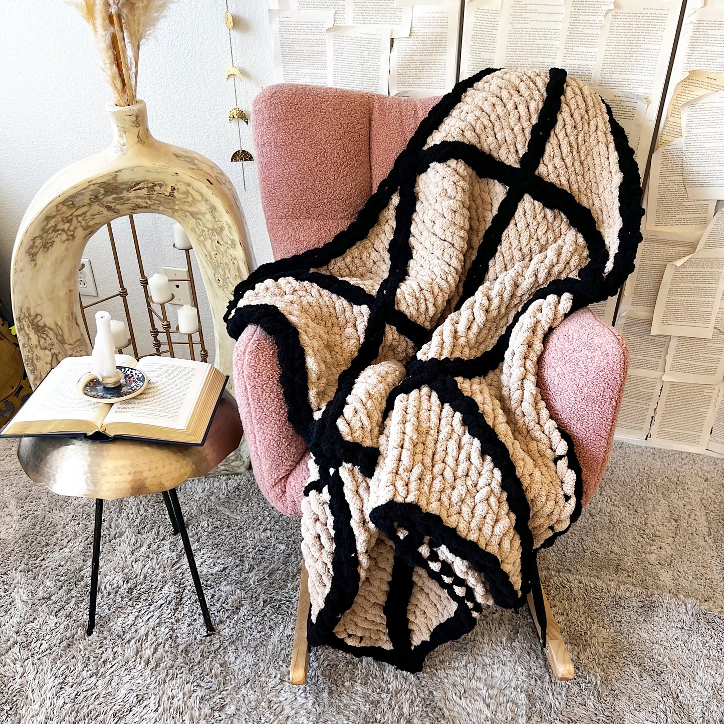 Diamond Stitched Chenille Chunky Knit Blanket