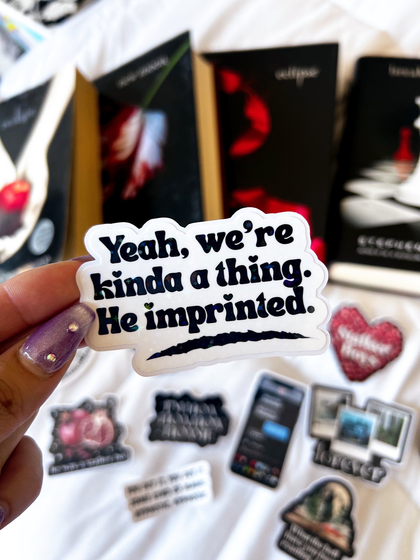 He Imprinted Holographic Vinyl Diecut Sticker