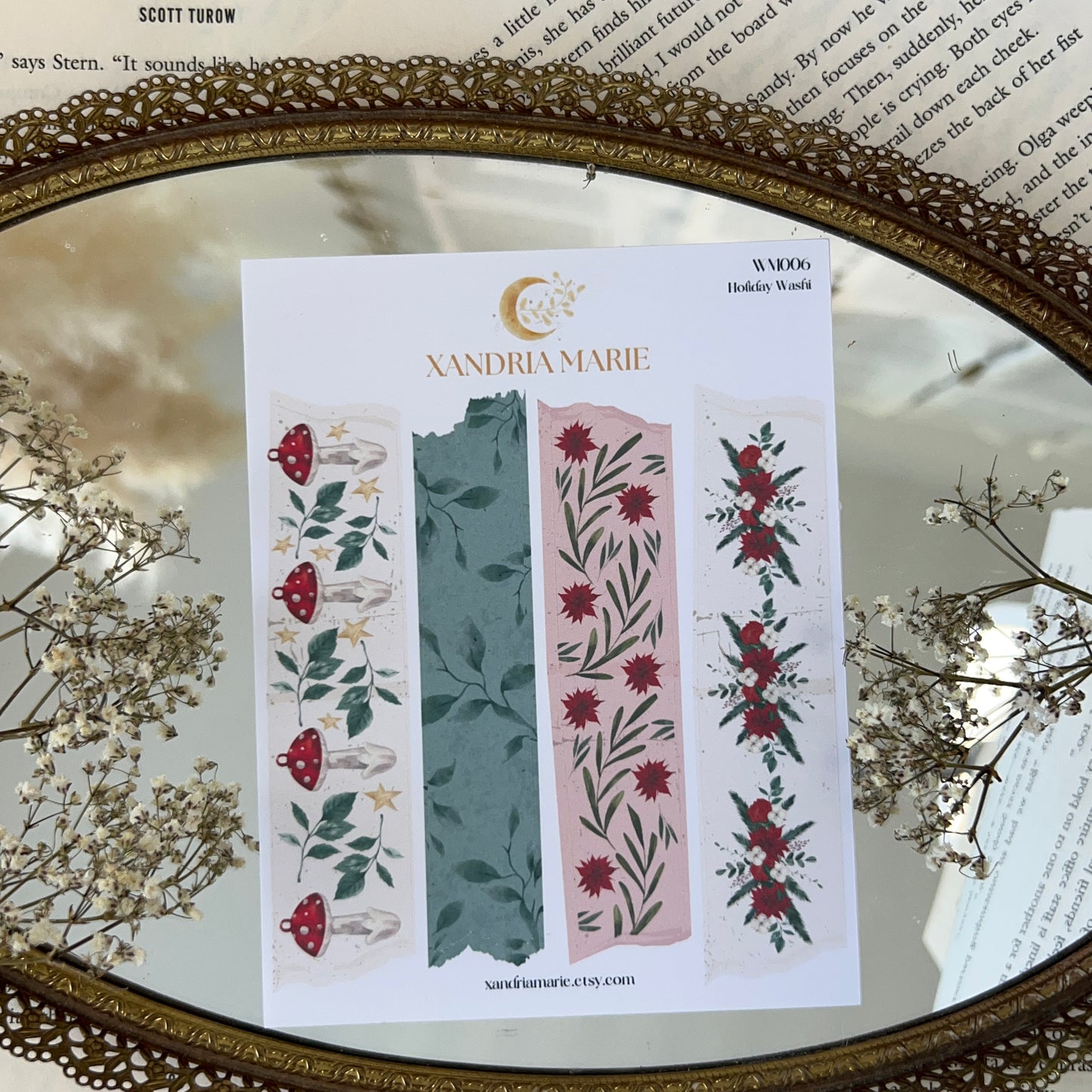Holiday Washi Stickers, Christmas Stickers, Christmas Sticker Sheet