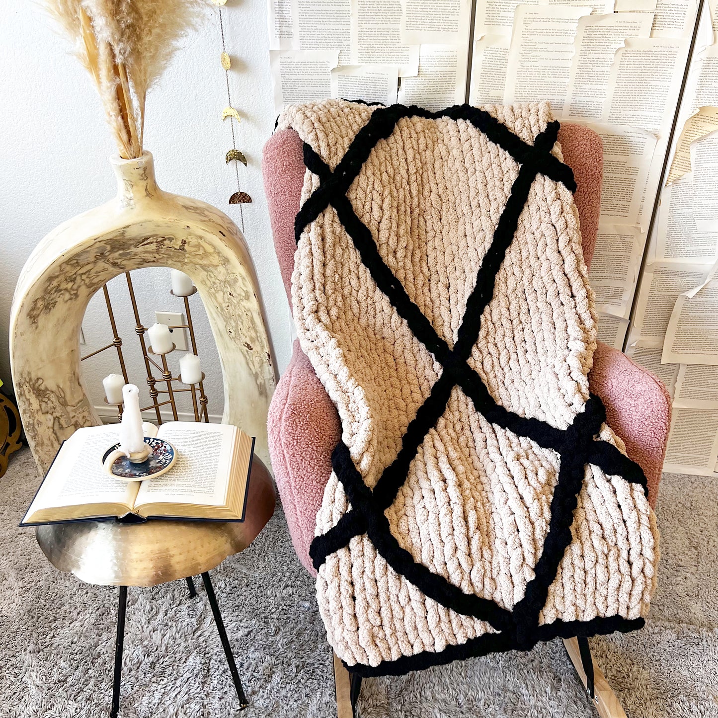 Diamond Stitched Chenille Chunky Knit Blanket