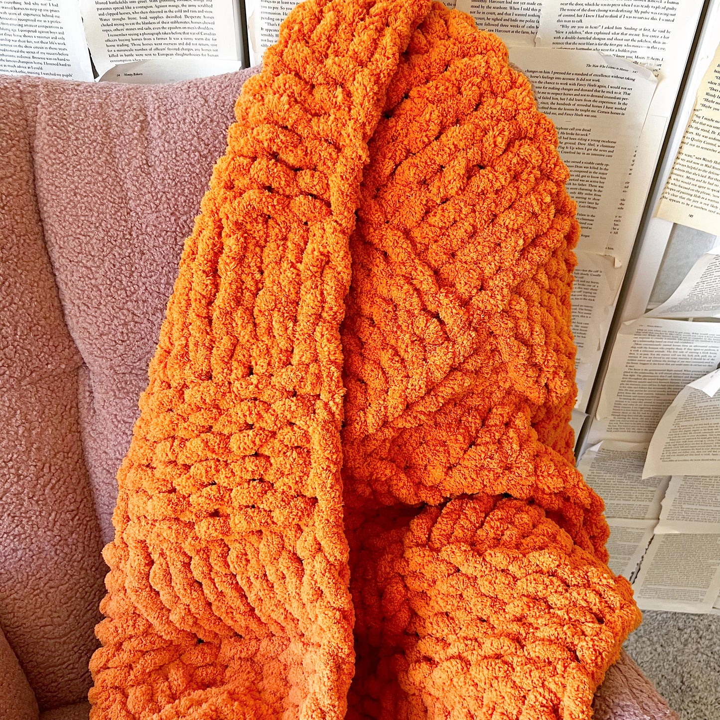Solid Checkered Chunky Knit Blanket