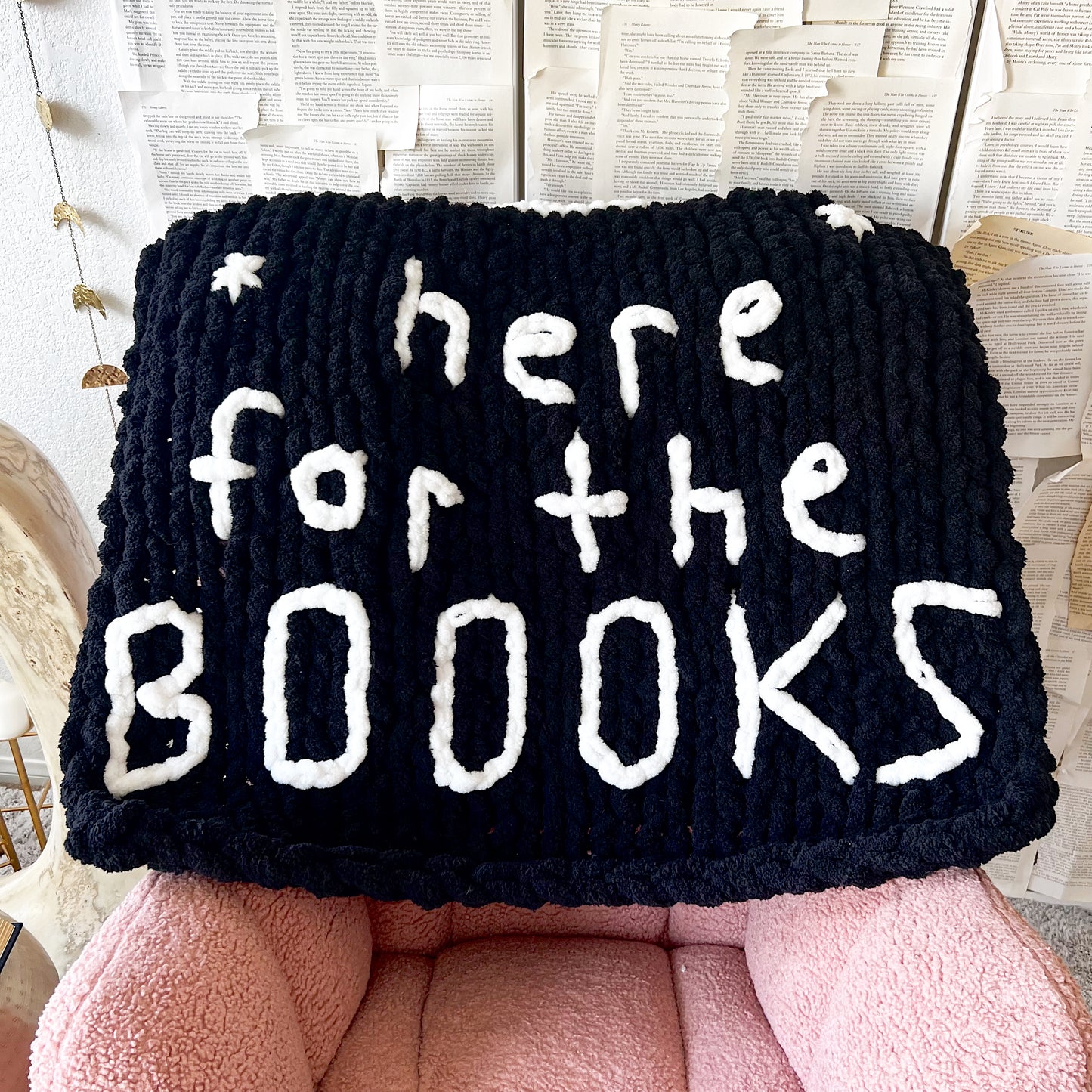 Here for the Books Ghost Chenille Chunky Knit Blanket