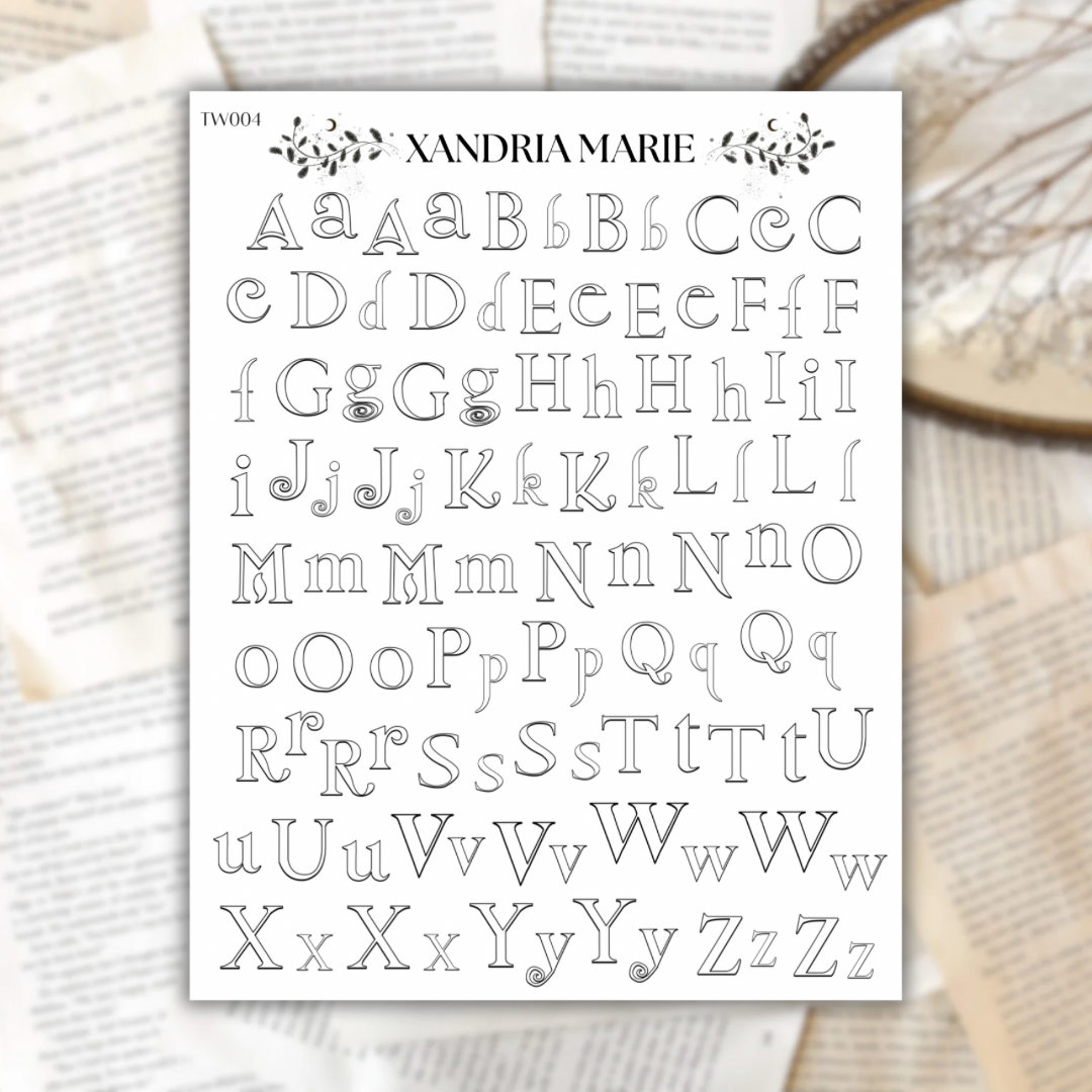 Twilight Alphabet Outlines Sticker Sheet