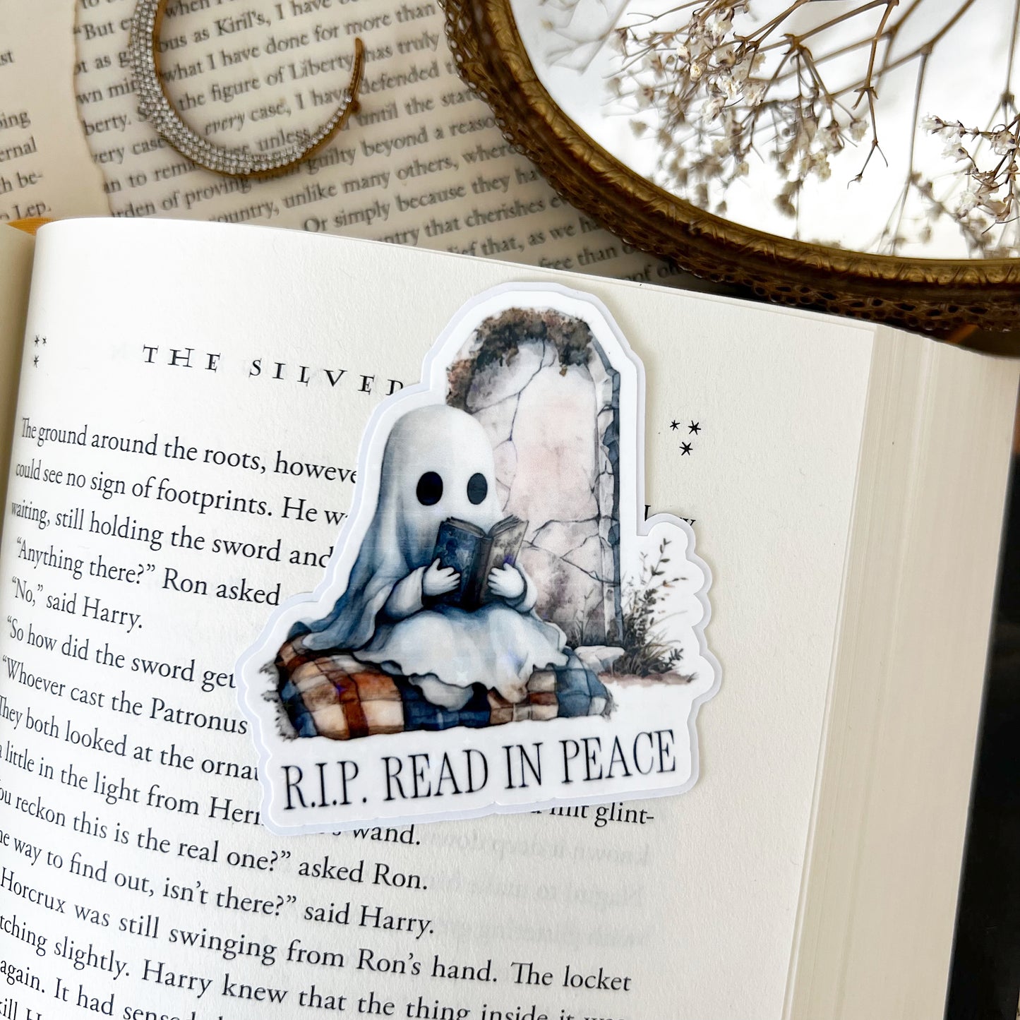 Read In Peace Ghost Holographic Vinyl Diecut Sticker