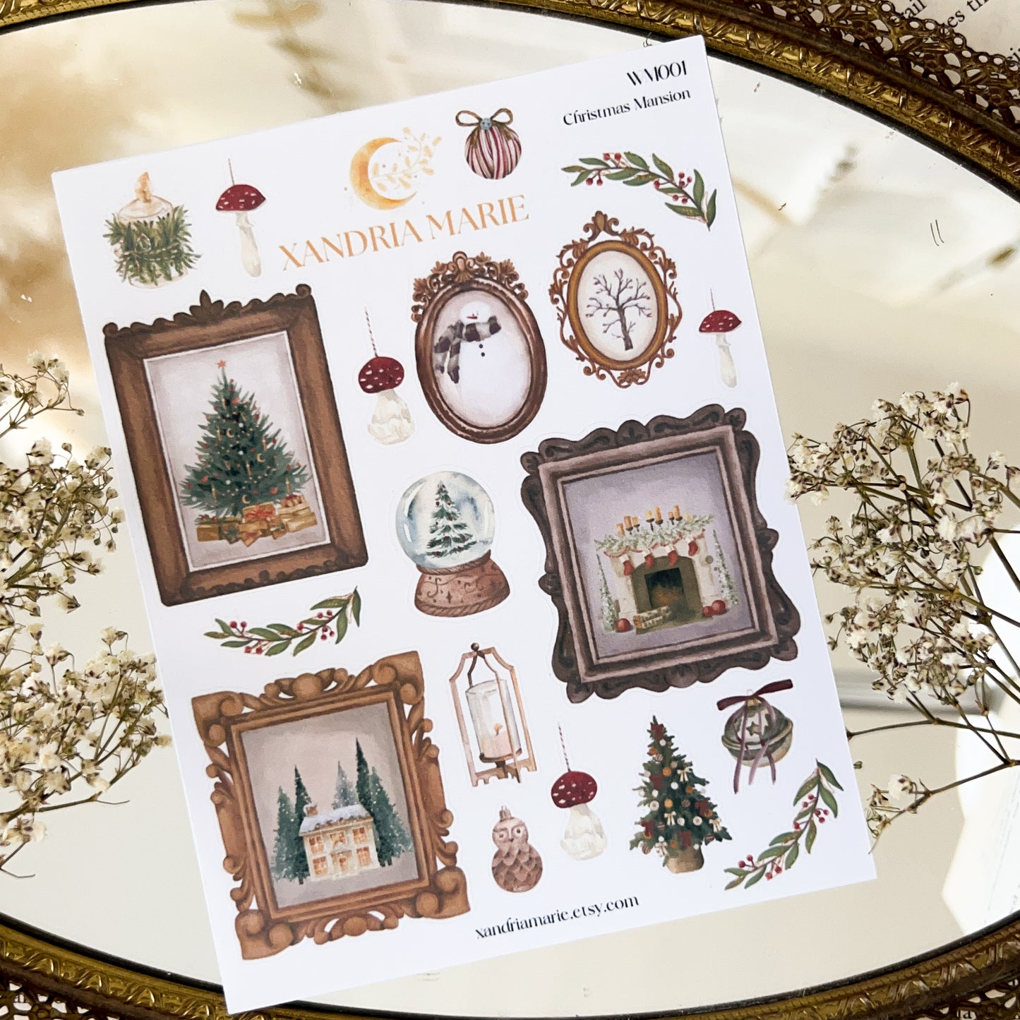 Christmas Mansion Stickers, Christmas Stickers, Christmas Sticker Sheet