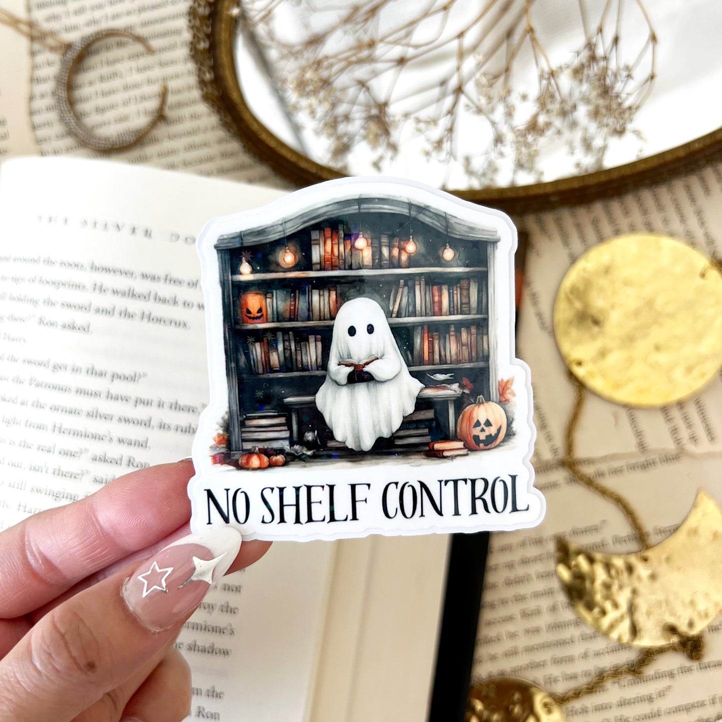 No Shelf Control Holographic Vinyl Diecut Sticker