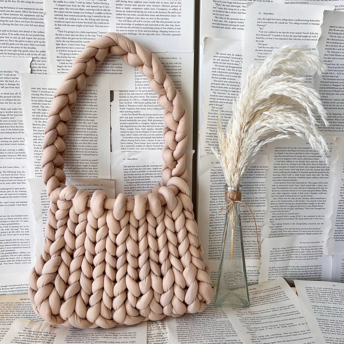 Coffee Brown Chunky Knit Handbag