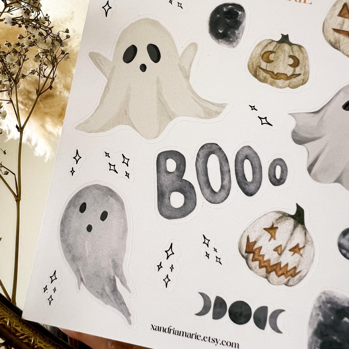 Spooky Ghost Sticker Sheet, Halloween Sticker Sheet