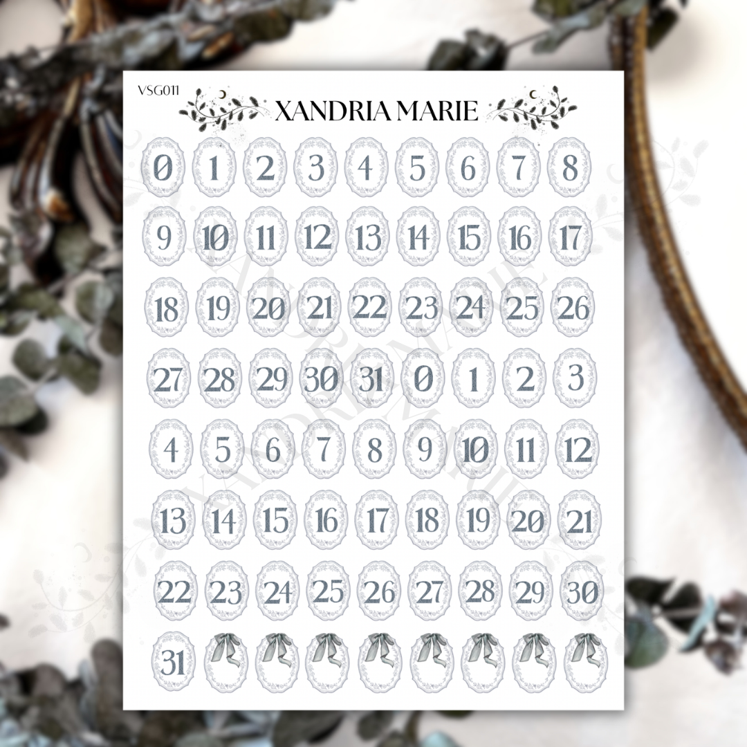 Delicate Numbers Sticker Sheet