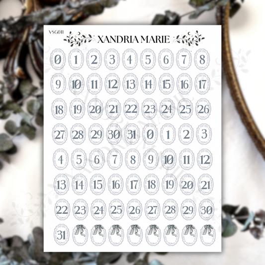 Delicate Numbers Sticker Sheet