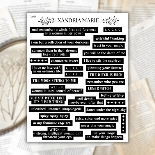 Witchy Quotes Sticker Sheet