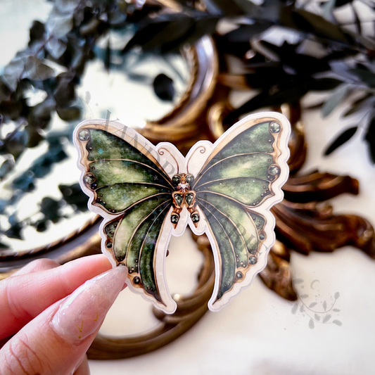 Green Butterfly Holographic Diecut Vinyl Sticker