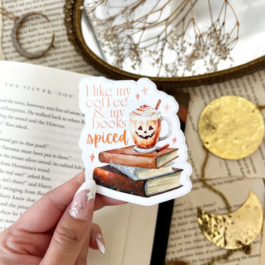 Coffee & Spicy Books Holographic Vinyl Diecut Sticker
