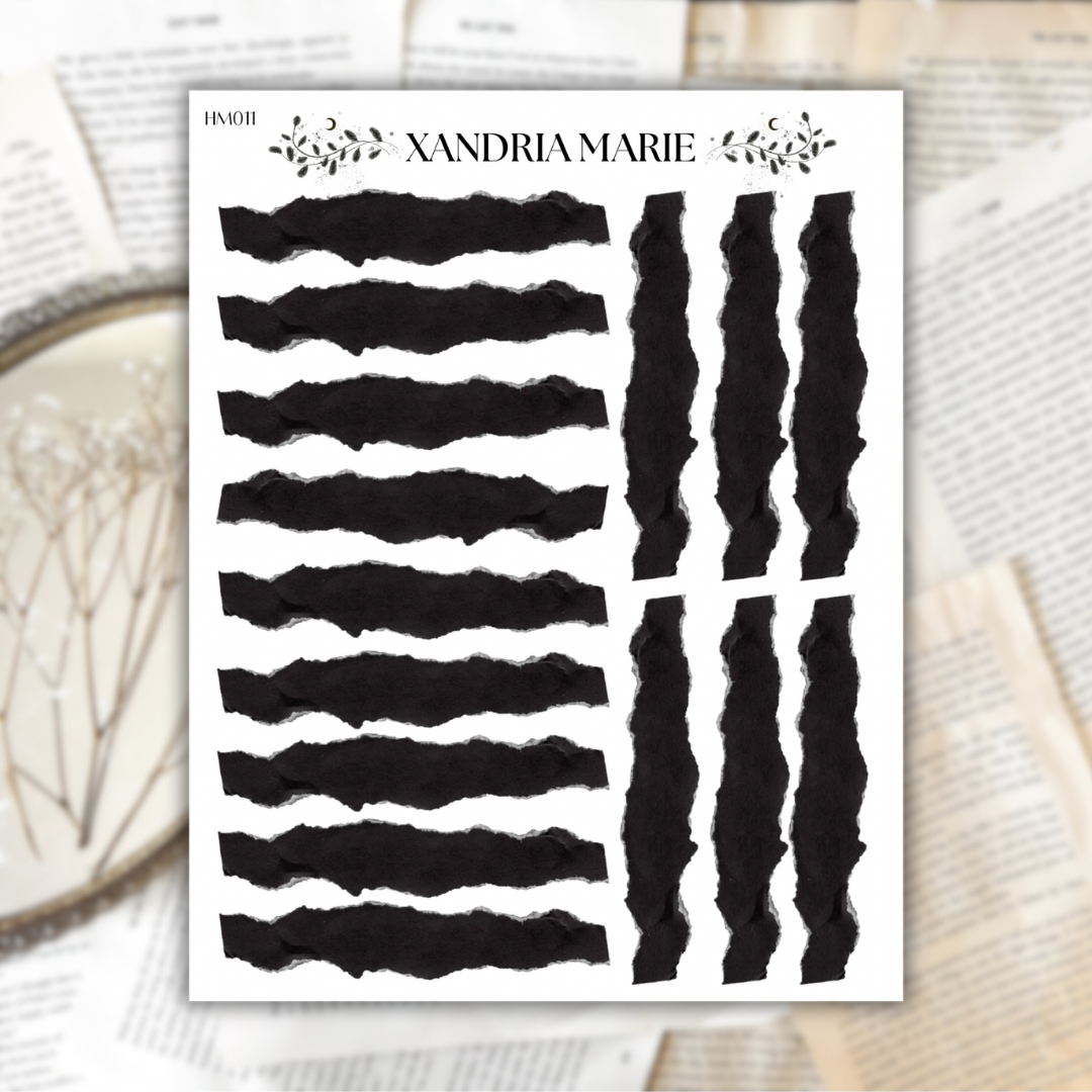 Ripped Black Paper Sticker Sheet