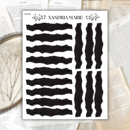 Ripped Black Paper Sticker Sheet