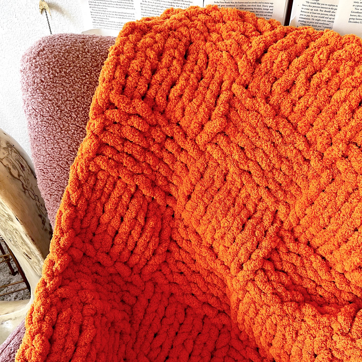 Solid Checkered Chunky Knit Blanket