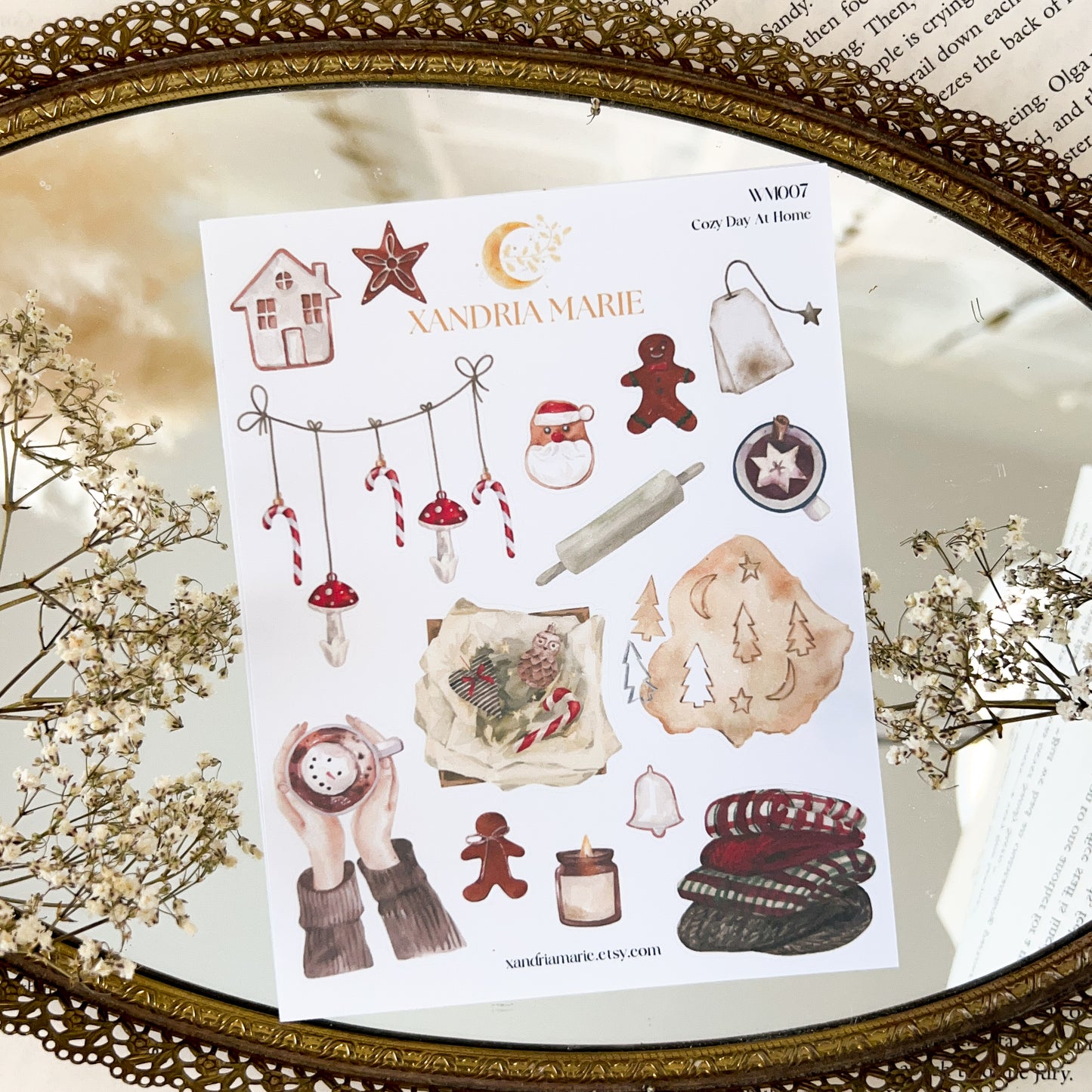 Cozy Day At Home Stickers, Cozy Christmas Stickers, Christmas Sticker Sheet