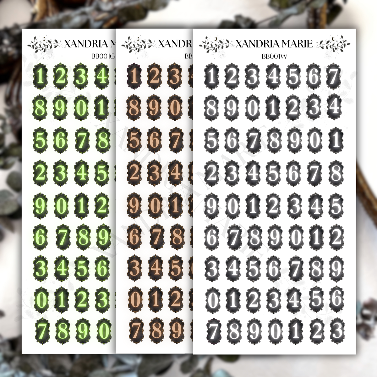 Glowing Numbers Sticker Sheet