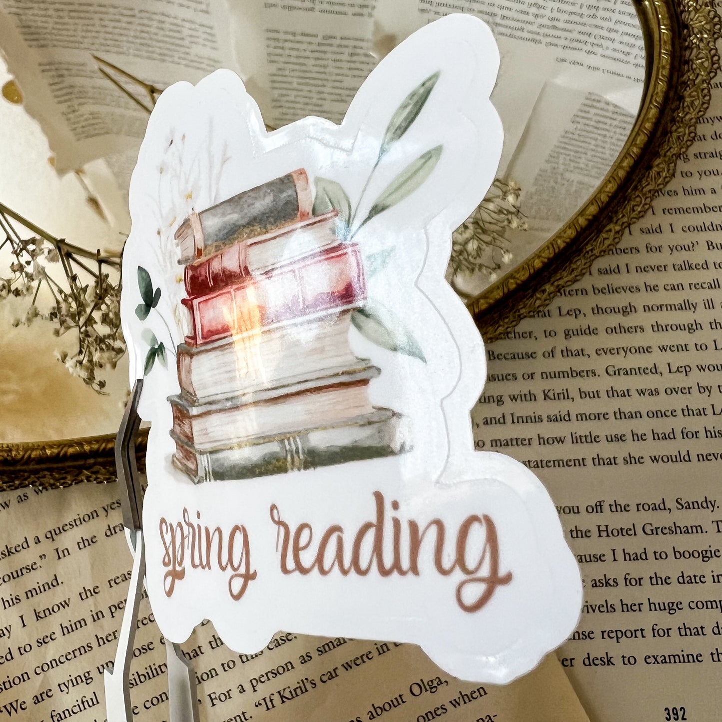 Spring Reading Vinyl Diecut Sticker
